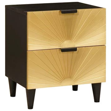 vidaXL Nachtkastje Zwart en Goud 40 x 33 x 46 cm Bewerkt, Minder dan 45 cm, Verzenden, Nieuw, Minder dan 55 cm