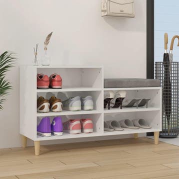 vidaXL Schoenenkast 102x36x60 cm bewerkt hout hoogglans wit, Verzenden, Nieuw
