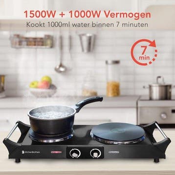 2dekans | KitchenBrothers Elektrische Kookplaat - 2 Pits -, Ophalen of Verzenden, Gebruikt