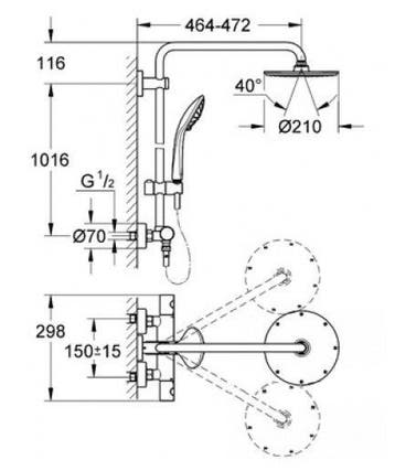 Euphoria Doucheset Met Hoofddouche 21 Cm Chroom, Doe-het-zelf en Verbouw, Sanitair, Ophalen of Verzenden, Nieuw