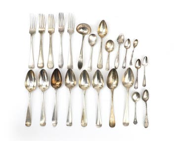 Diverse 2e gehalte zilveren bestekdelen, Nederland, Antiek en Kunst, Antiek | Goud en Zilver