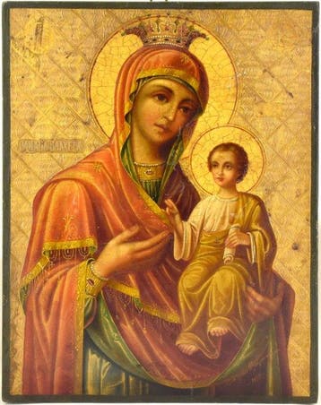 Icoon - Moeder Gods Theotokos van Blachernae ondertekend en