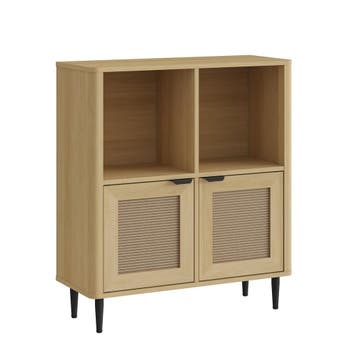 Commode Lukhomso 85x75x30 cm eikenkleurig en zwart [en.casa], Verzenden, Nieuw