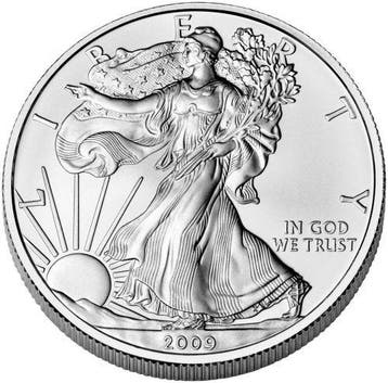 American Eagle 1 oz 2009 (30.459.000 oplage), Postzegels en Munten, Munten | Amerika, Verzenden, Midden-Amerika, Losse munt, Zilver