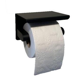 HGMD WC Rolhouder met plankje zwart Zelfklevend / Boren, Minder dan 50 cm, Verzenden, Overige typen, Nieuw