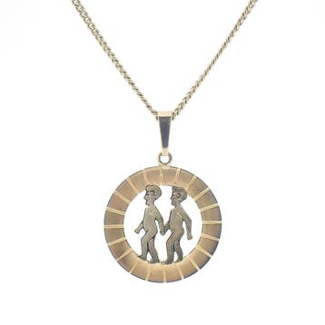 Gouden sterrenbeeld hanger; Tweelingen (Hanger of bedel), Ophalen of Verzenden, Gebruikt, Goud, Overige merken