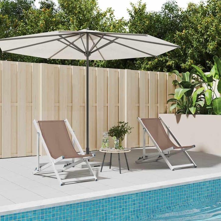 vidaXL Strandstoelen inklapbaar 2 st aluminium en textileen, Tuin en Terras, Tuinstoelen, Nieuw, Aluminium, Verzenden