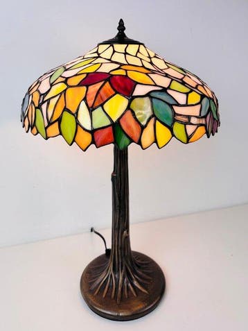 Tafellamp - Tiffany stijl kleurrijke boom tafellamp -