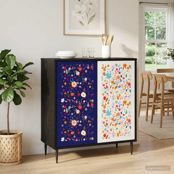 vidaXL Dressoir MAINZ Zwart eiken 69 x 33 x 76 cm Bewerkt, Verzenden, Nieuw, Overige houtsoorten, Minder dan 50 cm
