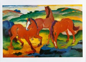 Franz Marc (1880-1916) - (after) - Red horses 1911 -, Antiek en Kunst