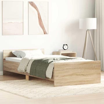 vidaXL Bedframe zonder matras hout sonoma eikenkleurig, 90 cm, Eenpersoons, Bruin, Verzenden