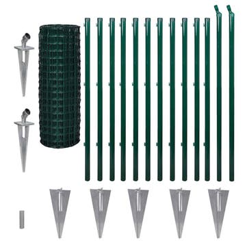 vidaXL Euro hek 25x1,2 m staal groen, Verzenden, Nieuw, IJzer
