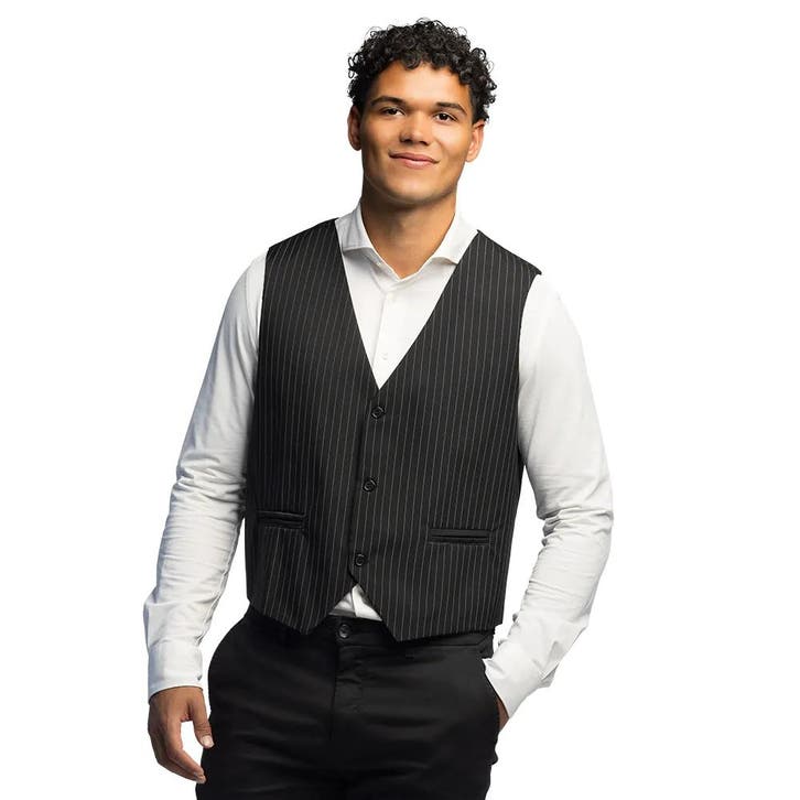Gilet Pinstripe Zwart Heren, Kleding | Heren, Carnavalskleding en Feestkleding, Nieuw, Ophalen of Verzenden