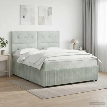 vidaXL Boxspringbed met matras Lichtgrijs 140 x 190 cm, Verzenden, Nieuw, Tweepersoons, Stof
