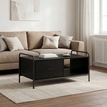 vidaXL Salontafel Zwart eiken 90 x 49 x 41 cm Bewerkt hout, Huis en Inrichting, Verzenden, Nieuw, Overige houtsoorten, Minder dan 50 cm