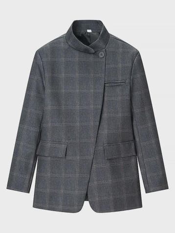 Chique Geruite Blazer Jas met Opstaande Kraag - Dames Casual, Verzenden, Nieuw
