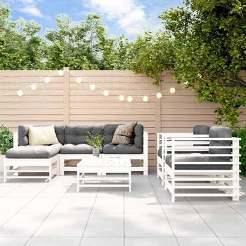 vidaXL 7-delige Loungeset massief grenenhout wit, Verzenden, Nieuw, 7 zitplaatsen, Loungeset