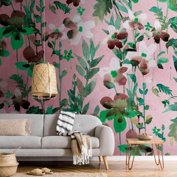 Profhome 382731-GU Fotobehang bloemen mat groen roze 3,71 m, Verzenden