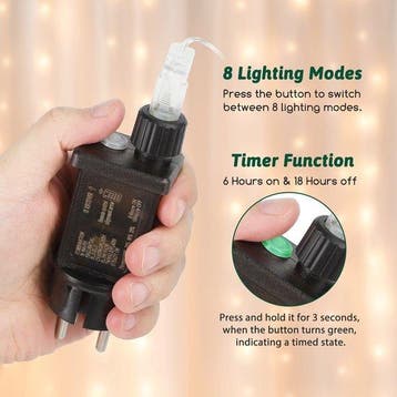 Aigostar LED Lichtgordijn - 120 leds - 3M - Klokken en Sterr, Verzenden, Zo goed als nieuw