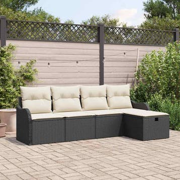 vidaXL Tuin Sofa Set 5 st Poly riet, Verzenden, Nieuw, Rotan, 5 zitplaatsen