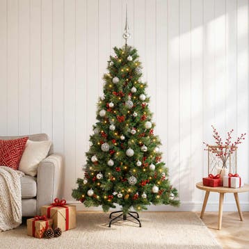 vidaXL Kunstkerstboom met kerstbal 150 cm 150 LEDs Warmwit, Diversen, Verzenden, Nieuw