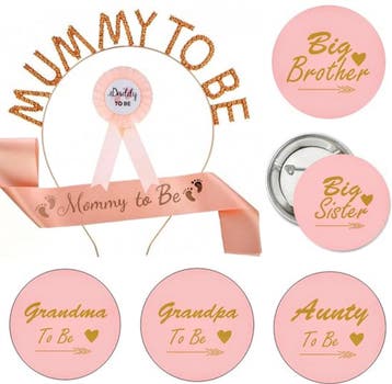 2-delige babyshower set met sjerp en diadeem, Hobby en Vrije tijd, Feestartikelen, Verzenden, Nieuw, Versiering, Geboorte of Huwelijk