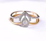 Ring - 14 karaat Geel goud, Rhodium geplateerd - 0.39ct. tw., Nieuw