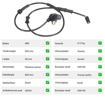 ABS-sensor Hyundai Excel 1.3 (LC) Van 2000-01 tot 2005-11 -, Verzenden, Nieuw, Hyundai