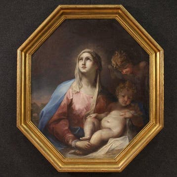 Italiaanse school (XVIII) - Madonna col Bambino e cherubino