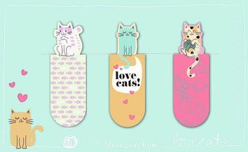 Magnetische boekenlegger Love Cats – set van 3 met katteni, Verzamelen, Verzenden, Nieuw