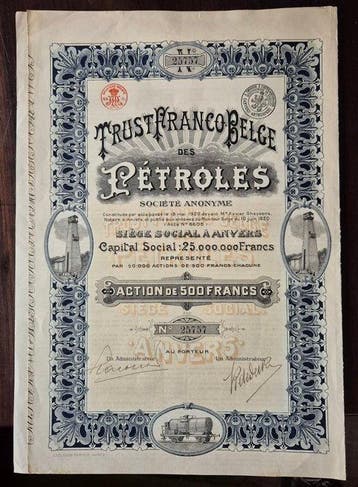 België. 500 Francs 1920 Trust Franco Belge des Petroles