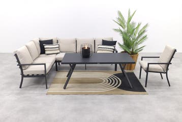 Sergio lounge dining set met stoel - Carbon/Desert - 3-delig, Verzenden, Nieuw, Overige materialen, Loungeset