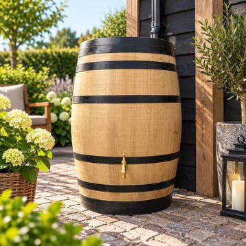 Wijnvaten 300 liter - eiken - regenton - bloembak - ijsbad, Met kraantje, 150 liter of meer, Ophalen of Verzenden, Zo goed als nieuw