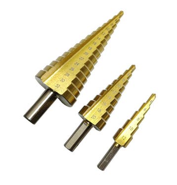 Stappenboor set 3-delig | 4-32mm HSS titanium | kegelboor, Ophalen of Verzenden, Nieuw