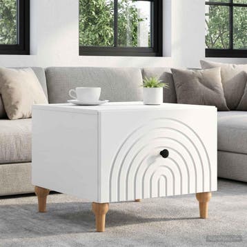 vidaXL Salontafel met lade Hoogglans Wit 49 x 50 x 40 cm, Huis en Inrichting, Verzenden, Nieuw, Overige houtsoorten, 50 tot 100 cm