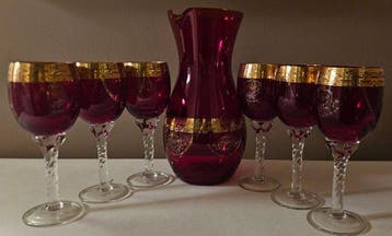 CRISTA T MURANO - Drinkservies (7) - rode Murano-collectie, Antiek en Kunst