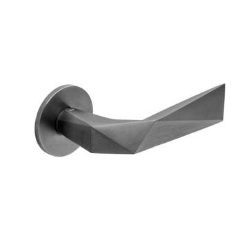 Deurkruk Luxury op rond rozet - PVD gun metal, Verzenden, Nieuw