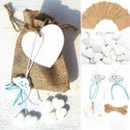 Jute zakje met pepermuntjes,  gelukspoppetje en kaartje, Verzenden, Nieuw, Feestartikel, Geboorte of Huwelijk