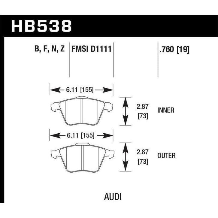 Hawk 2009-2009 Audi A4 Cabriolet HPS 5.0 Front Brake Pads, Auto-onderdelen, Remmen en Aandrijving, Ophalen of Verzenden