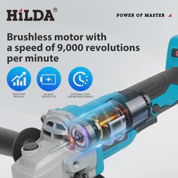 HILDA 21V Accu Haakse Slijper - Brushless Krachtpatser voor, Doe-het-zelf en Verbouw, Verzenden, Nieuw