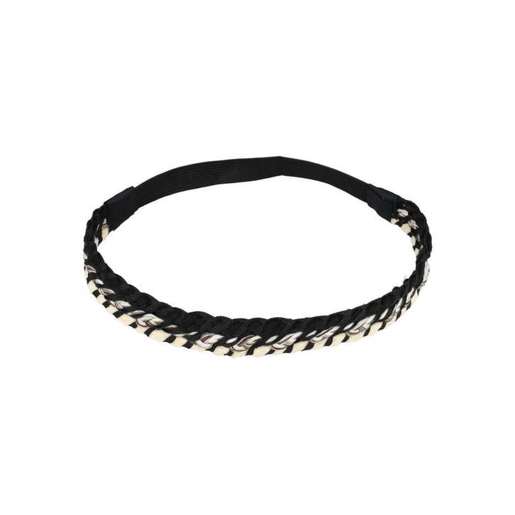 Haarband Gevlochten 2cm - Koord - Zwart Creme, Sieraden, Tassen en Uiterlijk, Uiterlijk | Haarverzorging