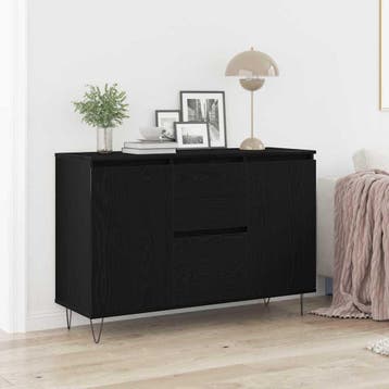 vidaXL Dressoir Zwart Eiken 101,5 x 35 x 70 cm Bewerkt hout, Verzenden, Nieuw, Overige houtsoorten, Minder dan 50 cm