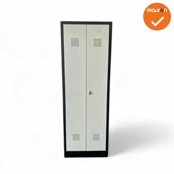 Lockerkast - 180x60x50 - 2 deurs - Zwart met zilvergrijze..., Werkplek, Ophalen of Verzenden, Gebruikt, Kast