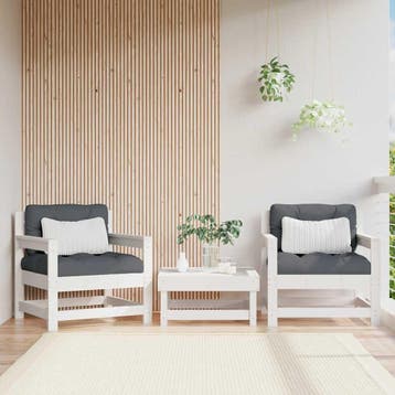 vidaXL Tuinstoelen met kussens 2 st massief grenenhout wit, Verzenden, Nieuw, Tuinset