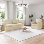 vidaXL Bankstel 2 pcs Crèmekleurig 196 x 82 x 85 cm Stof, Huis en Inrichting, Banken | Bankstellen, Verzenden, Nieuw, Stof, Minder dan 150 cm