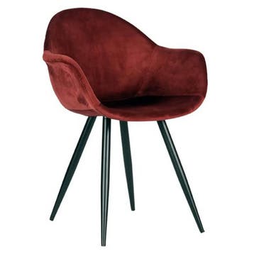 Stoelen | FIONA |  Fluweel/Metaal | Bordeaux |  Zwarte Poten, Verzenden, Nieuw in verpakking