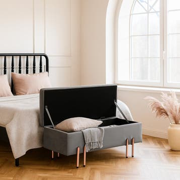 Bankje Dals met opbergruimte 100x40x42 cm grijs [en.casa], Verzenden, Nieuw