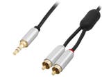 3,5 inch Jack naar 2x Tulp Audio Male Kabel 1,5 meter Afgesc, Ophalen of Verzenden, Nieuw