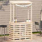 vidaXL Tuinbartafel met dak 112,5x57x195,5 cm massief hout, Verzenden, Nieuw, Hout