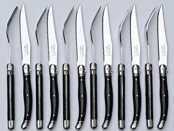 Laguiole - 6x Forks & 6x knives - Black - style de -